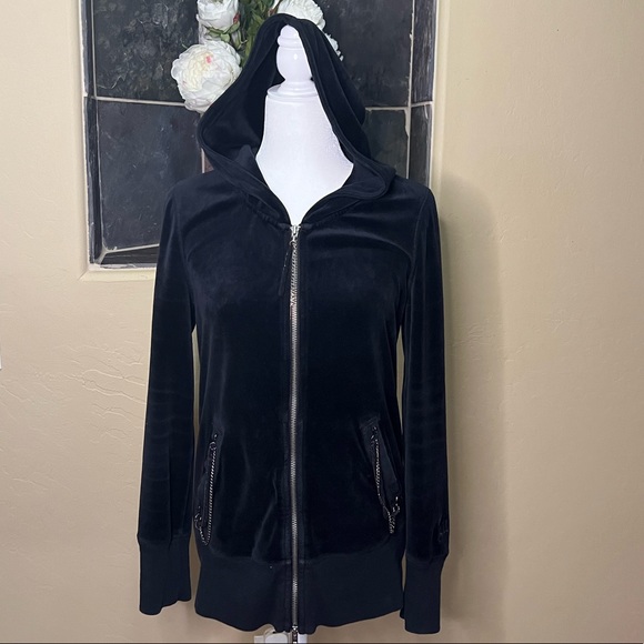 Juicy Couture 🖤 Velour Hoodie Jacket - Picture 1 of 14